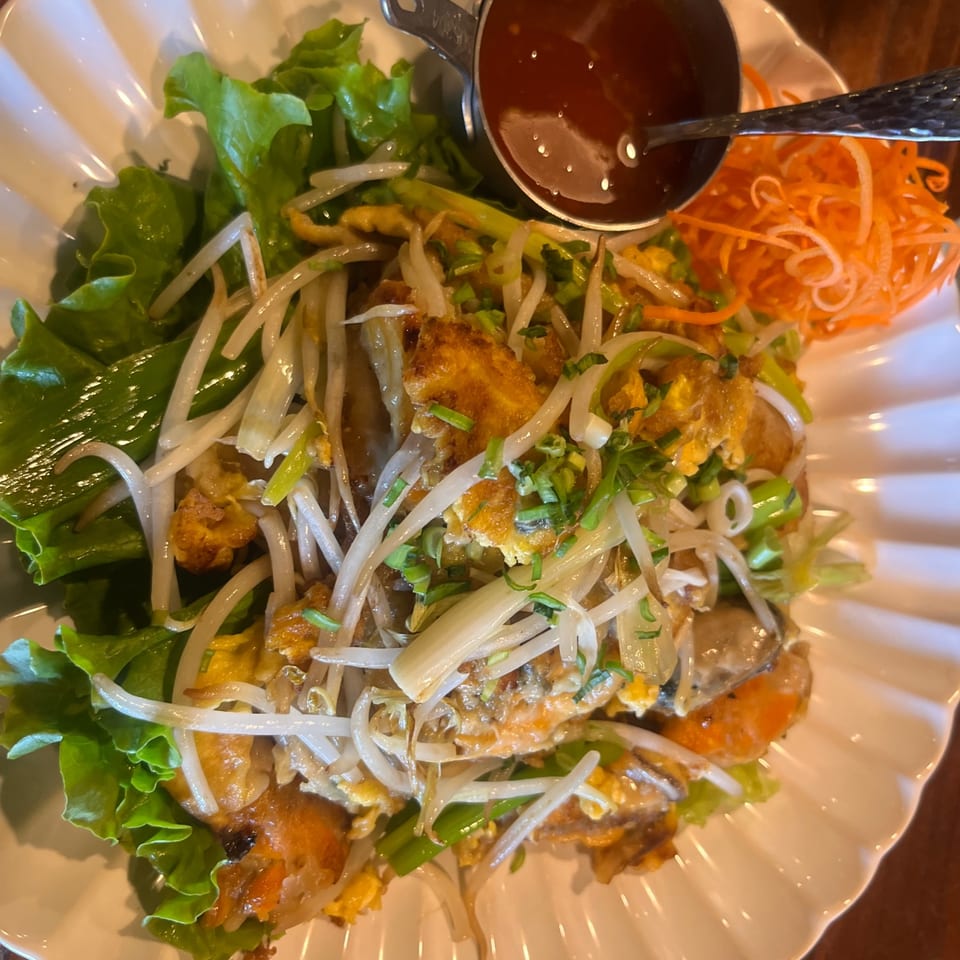 Crispy pancake mussels