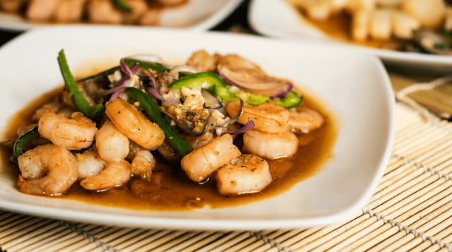 Thai Black Pepper Steak & Shrimp.