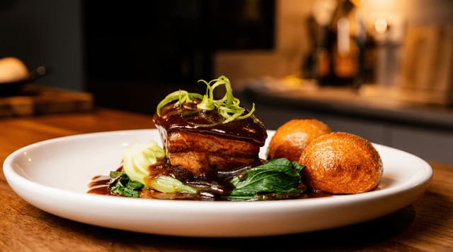 Chinese Broccoli with Crispy Pork Belly.
