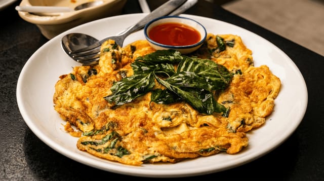 Crispy Fried Mussel Thai Pancake (Hoy Tod).