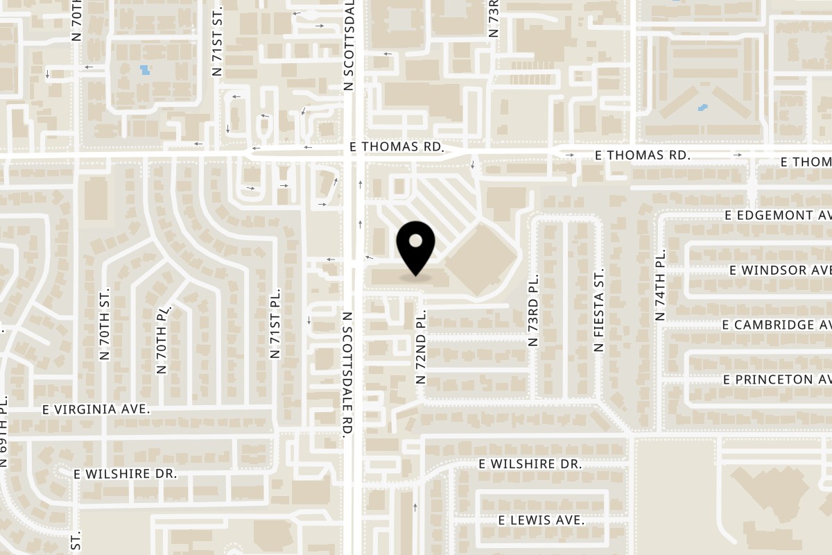 Map showing the location of Chada Asian Fusion 2 Thomas Road on 2765 N Scottsdale Rd Ste 107 in Scottsdale